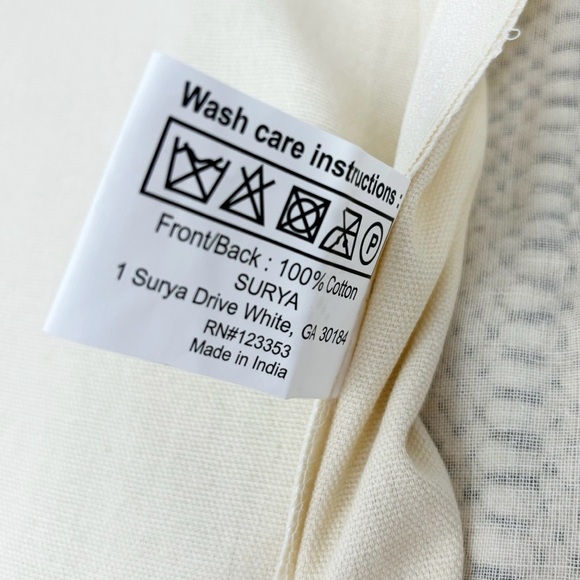 SURYA Gray Black Textured Stripe Tassel Chunky Boho Pillow Cover Size 18” X 18” - Picture 5 of 5